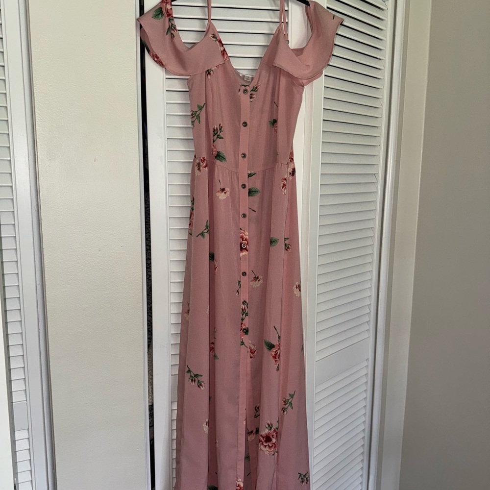 Xhilaration Floral Pink Off-Shoulder Dress